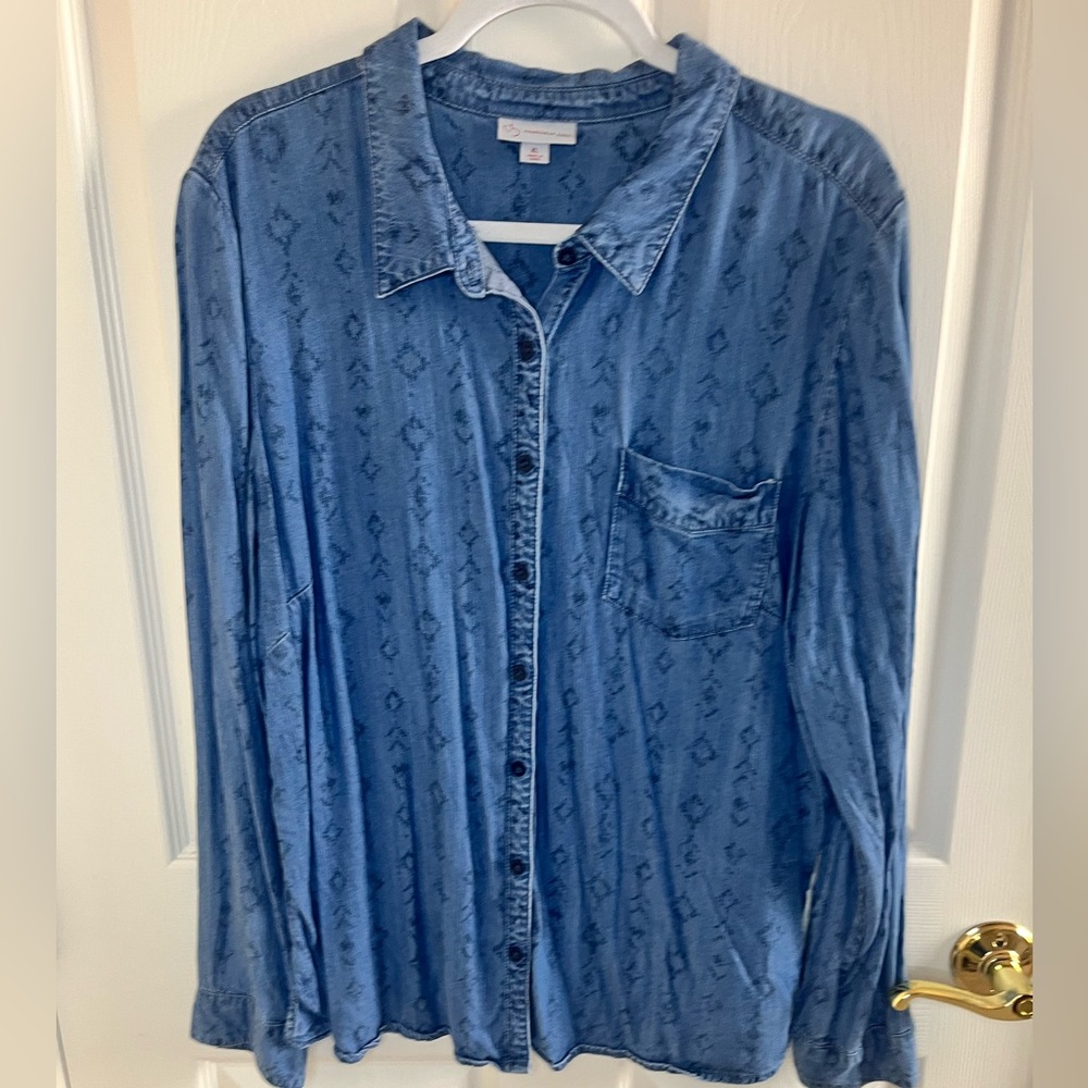 DB Established 1962 Soft Denim Button-Down Top XL Western chic